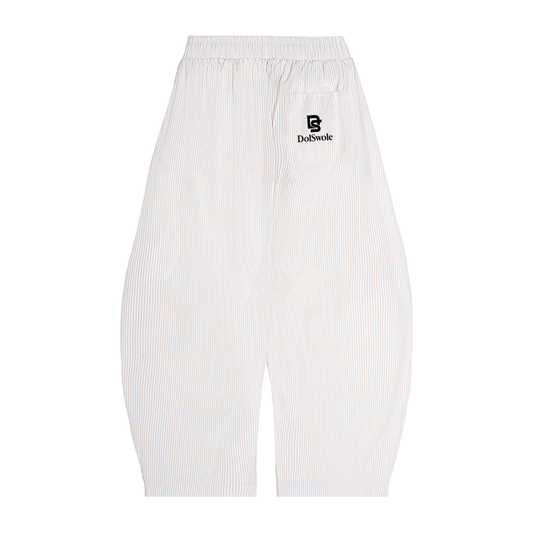 Vertical Stripe Drawstring Barrel Pants