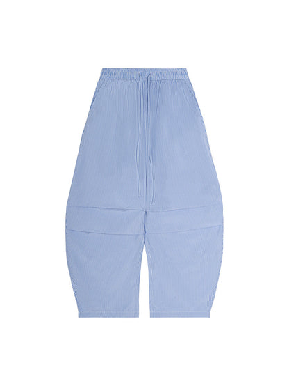 Vertical Stripe Drawstring Barrel Pants