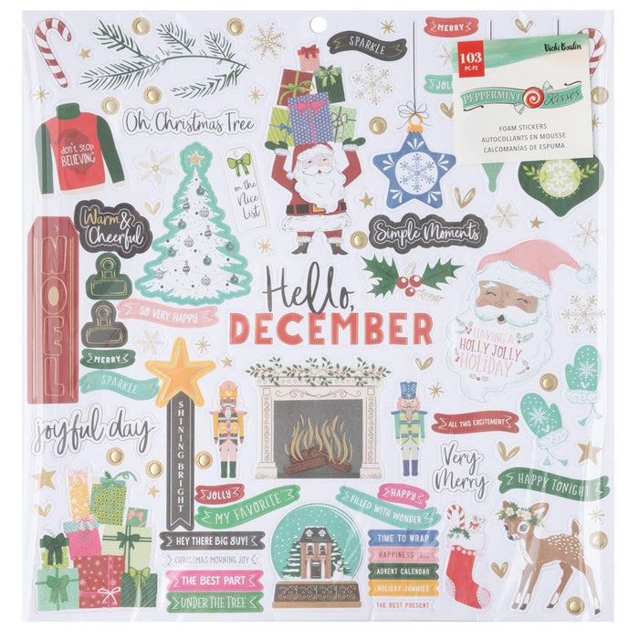 Vicki Boutin - Cardstock Stickers 12"X12" - Foam W/Gold Foil - Peppermint Kisses. Available at Embellish Away located in Bowmanville Ontario Canada.