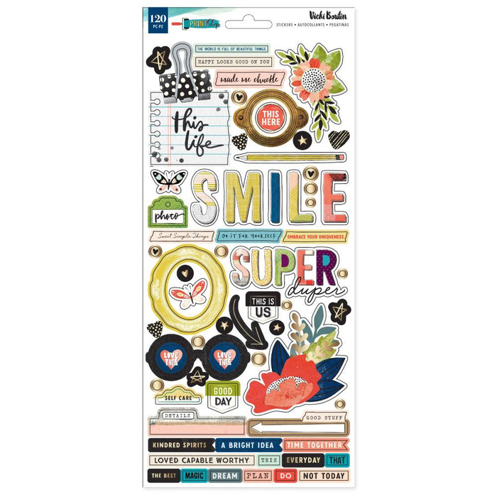 Vicki Boutin - Cardstock Stickers 6X12- Print Shop - Accents & Phrases. Available at Embellish Away located in Bowmanville Ontario Canada.