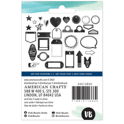 Vicki Boutin - Mixed Chipboard Shapes - 30/Pkg - Print Shop. Includes 50 die-cut cardstock pieces. Available at Embellish Away located in Bowmanville Ontario Canada.