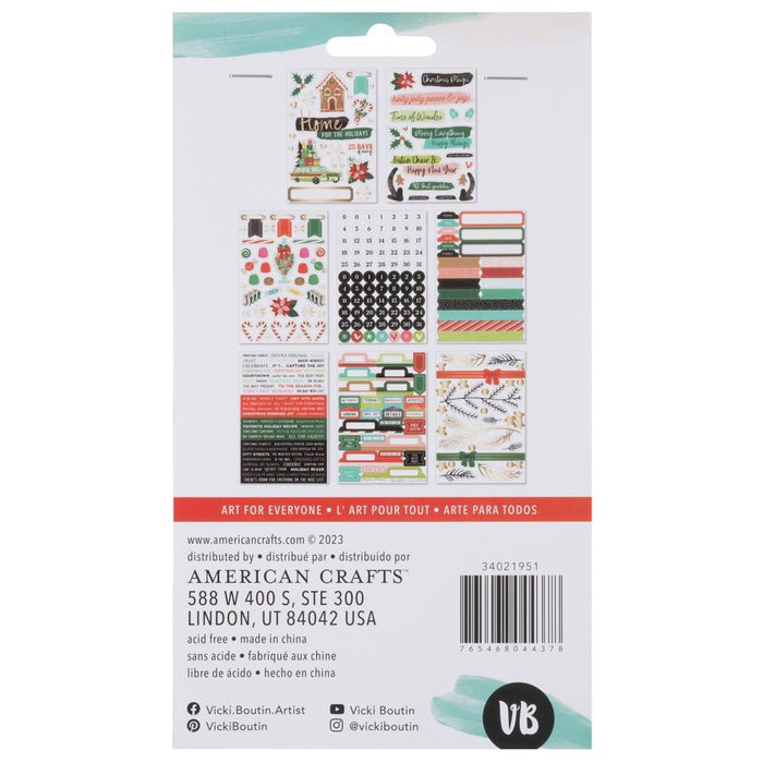 Vicki Boutin - Sticker Book - 296/Pkg - W/Gold Foil Accents - Peppermint Kisses. Available at Embellish Away located in Bowmanville Ontario Canada.