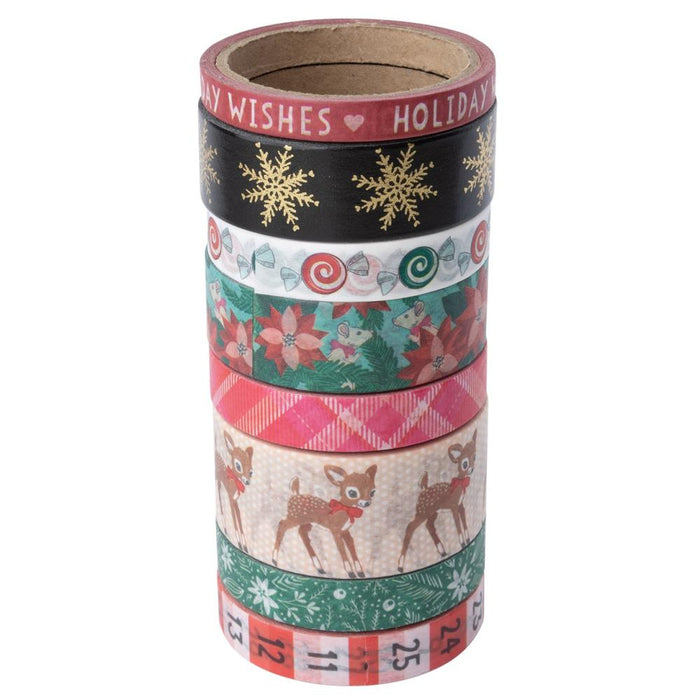 Vicki Boutin - Washi Tape - 8/Pkg - W/Gold Foil - Peppermint Kisses. Available at Embellish Away located in Bowmanville Ontario Canada.