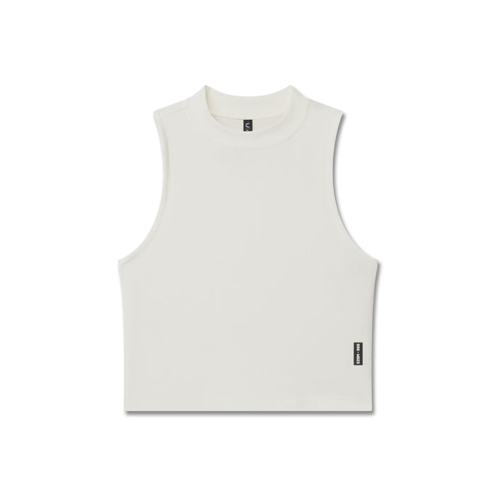 W023. LYCRA® Ribbed Mockneck Tank - Ivory Cream
