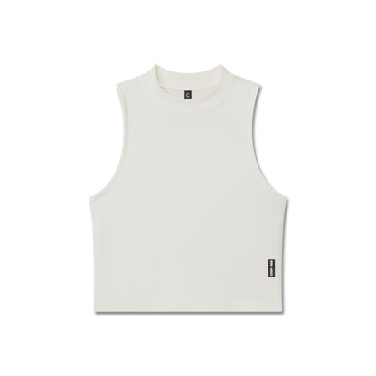 W023. LYCRA® Ribbed Mockneck Tank - Ivory Cream
