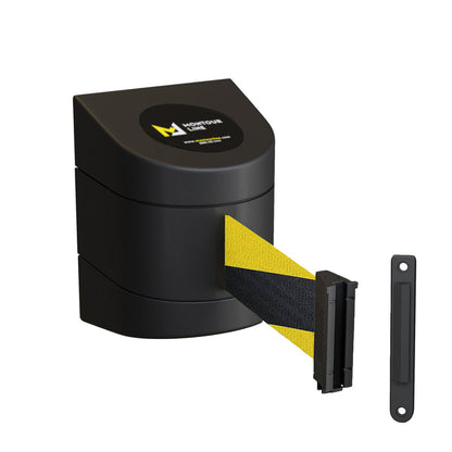 YELLOW&BLACK DIAGONAL / STANDARD FIXED MOUNT / STANDARD BELT END WITH WALL RECEIVER