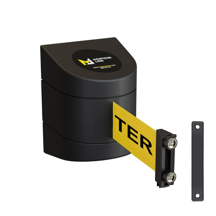 Wall Mounted Retractable Belt Barrier, 13 Ft. Belt - Montour Line WMX 140 - Crowd Control Warehouse