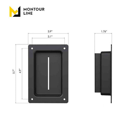 Wall Mounted Retractable Belt Barrier, Recessed Black Metal Case with Magnetic Belt End, 11 ft Belt - Montour Line WM115 - Crowd Control Warehouse