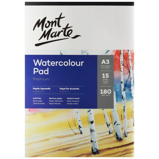 Watercolour Pad German Paper Premium A3 180gsm 15 Sheet