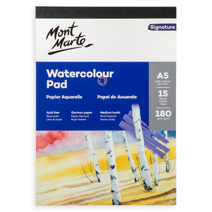 Watercolour Pad German Paper Premium A5 180gsm 15 Sheet