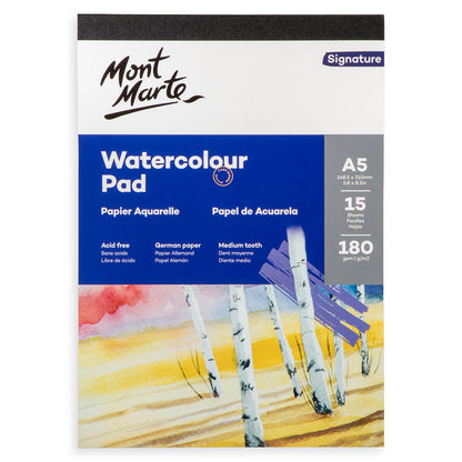 Watercolour Pad German Paper Premium A5 180gsm 15 Sheet