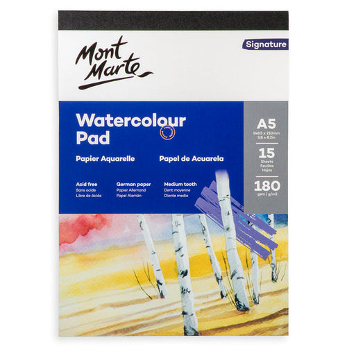 Watercolour Pad German Paper Premium A5 180gsm 15 Sheet