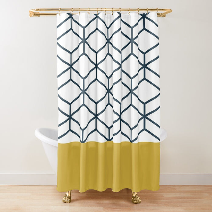 White Gold Hex Shower Curtain