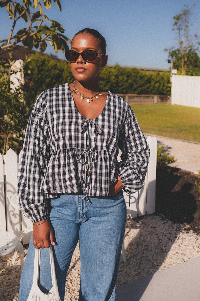 Whitney Top - Midnight Gingham