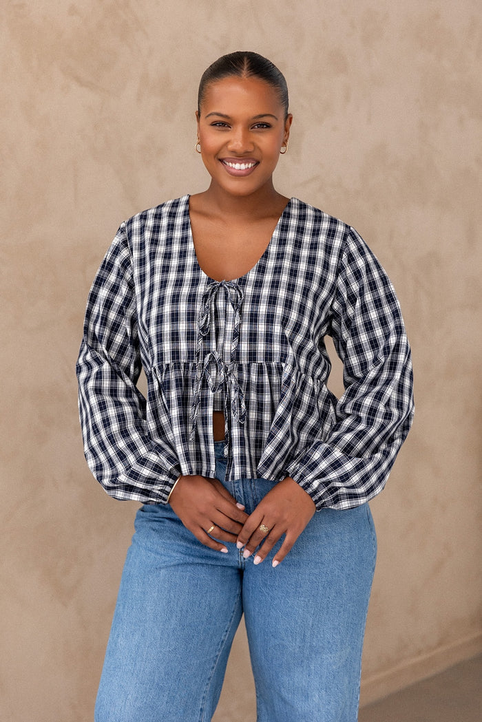Whitney Top - Midnight Gingham