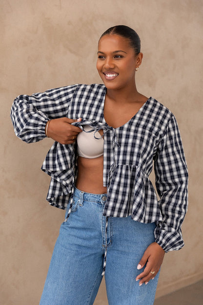 Whitney Top - Midnight Gingham