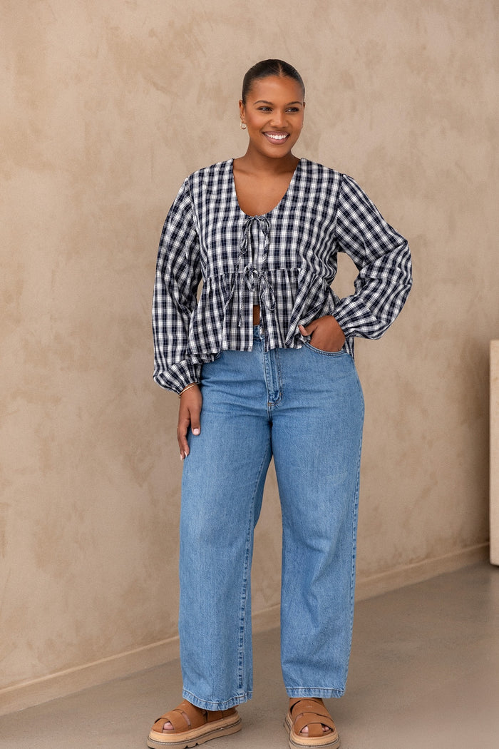 Whitney Top - Midnight Gingham