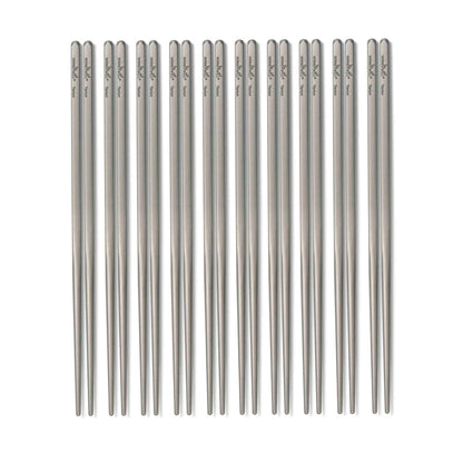 A set of multiple Winnerwell® square titanium chopsticks neatly arranged, displaying the product’s availability in a multi - pair set.