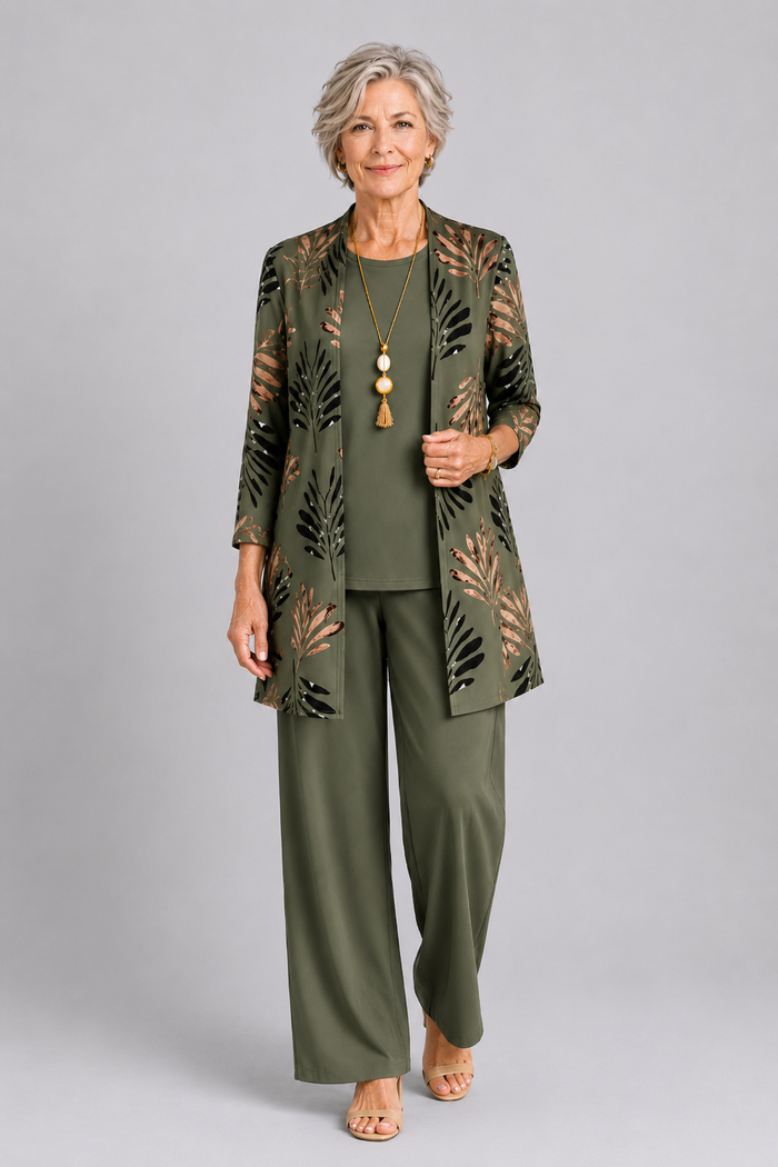 Margaret 3-Piece Set | Lightweight Relaxed Fit, Printed Trousers 0