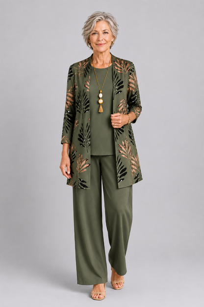 Margaret 3-Piece Set | Lightweight Relaxed Fit, Printed Trousers 0