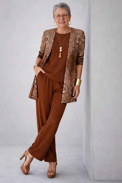 Margaret 3-Piece Set | Lightweight Relaxed Fit, Printed Trousers 1