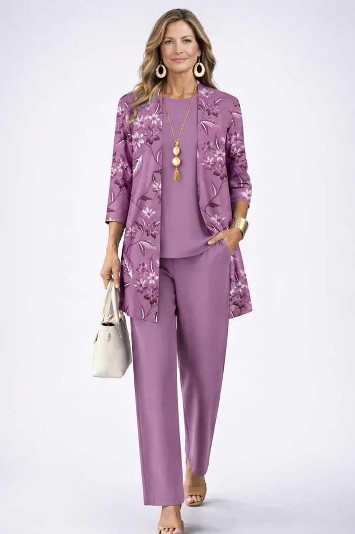 Margaret 3-Piece Set | Lightweight Relaxed Fit, Printed Trousers 4
