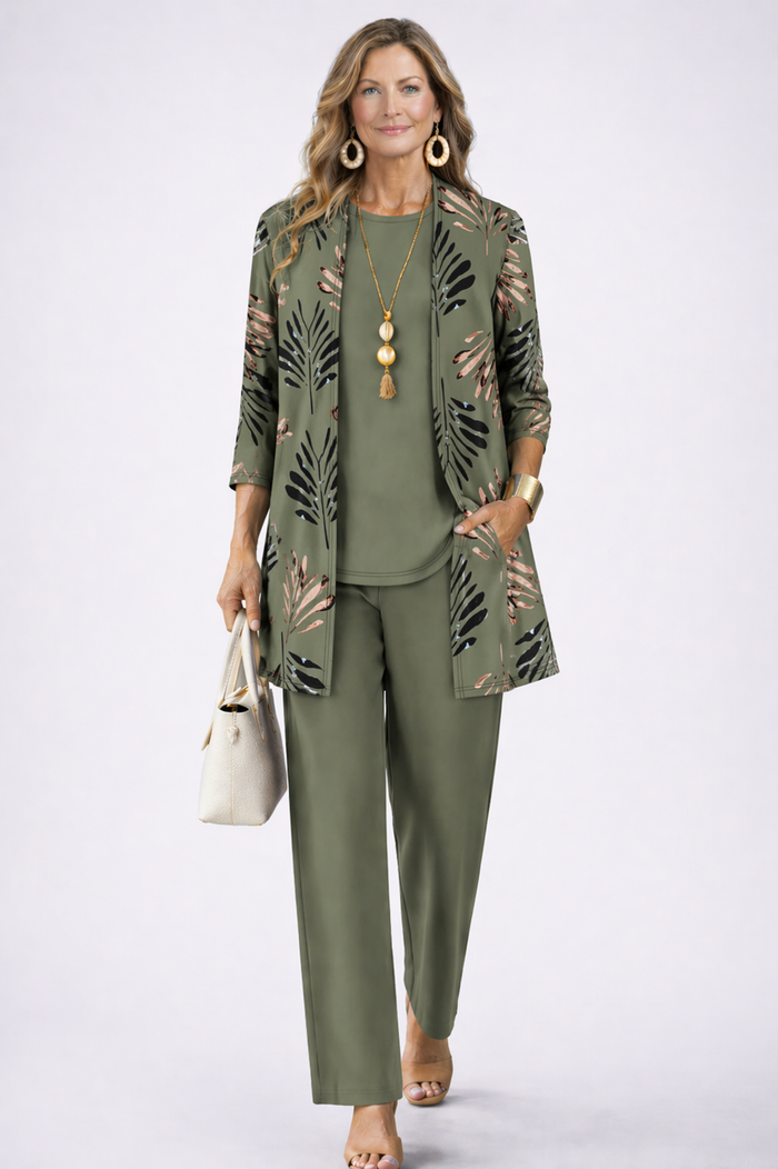 Aqua 3-Piece Set | Relaxed Fit, Lightweight, Printed Trousers for Women 1