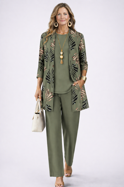 Aqua 3-Piece Set | Relaxed Fit, Lightweight, Printed Trousers for Women 1