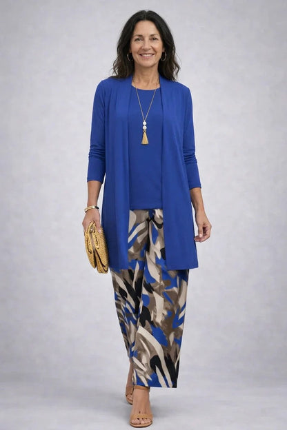 Aqua 3-Piece Set | Relaxed Fit, Lightweight, Printed Trousers for Women 2