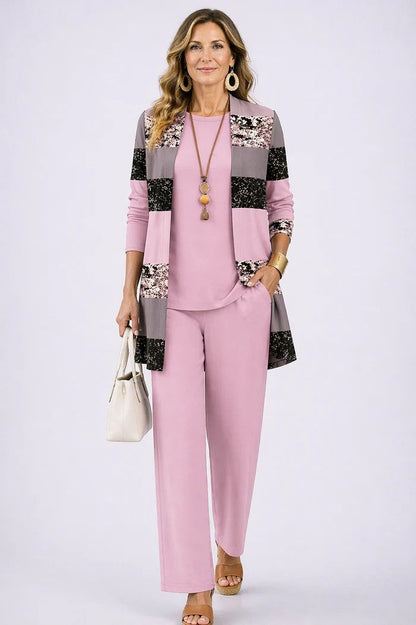 Aqua 3-Piece Set | Relaxed Fit, Lightweight, Printed Trousers for Women 5