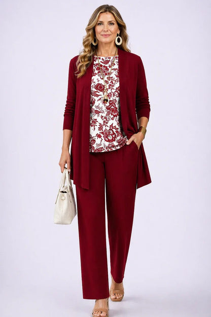 Aqua 3-Piece Set | Relaxed Fit, Lightweight, Printed Trousers for Women 6
