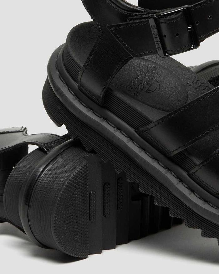 Women's Blaire Brando Leather Strap Sandals Black