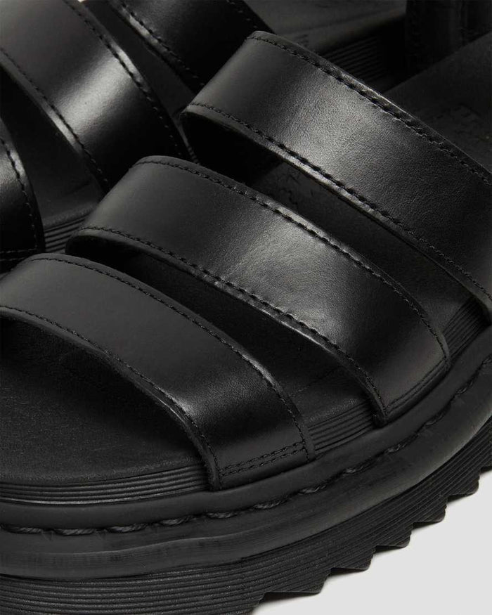 Women's Blaire Brando Leather Strap Sandals Black