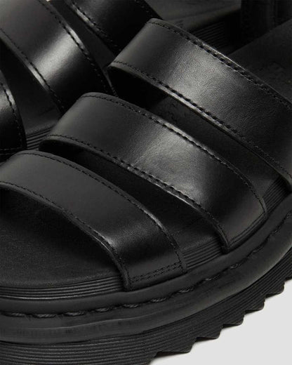 Women's Blaire Brando Leather Strap Sandals Black