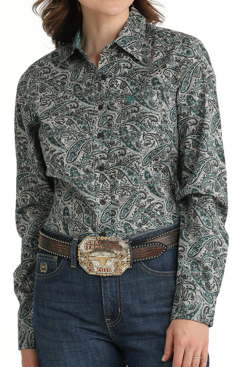 Women's Cinch MSW9164223 Gray Button Down Western Shirt CLOSEOUT