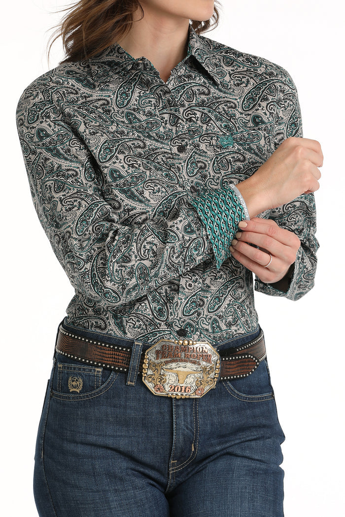 Women's Cinch MSW9164223 Gray Button Down Western Shirt CLOSEOUT