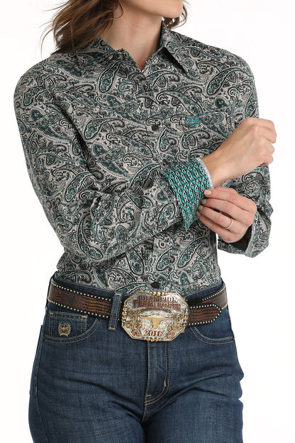 Women's Cinch MSW9164223 Gray Button Down Western Shirt CLOSEOUT