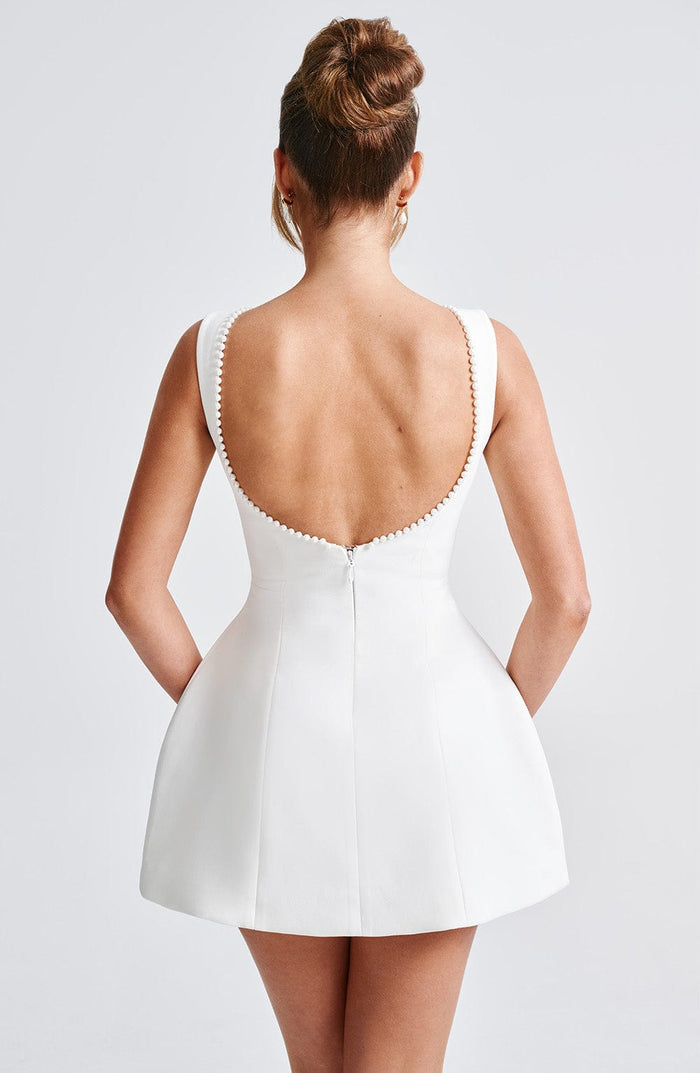 Wedding Guest A-Line Mini Dress with Pearl Trim for Women 7