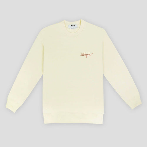 Women's Embroidery Cursive Logo Sweatshirt Optical White