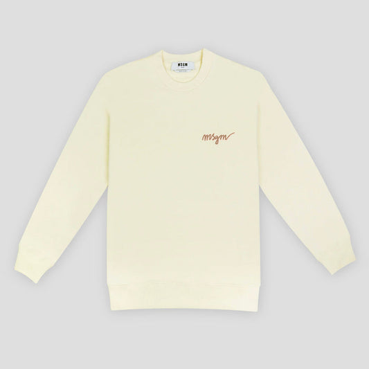 Women's Embroidery Cursive Logo Sweatshirt Optical White