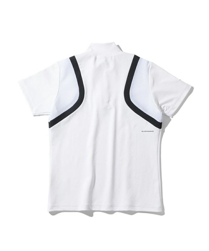 Women's Half-zip Short Sleeved Mock Neck T-shirt White