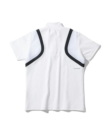 Women's Half-zip Short Sleeved Mock Neck T-shirt White