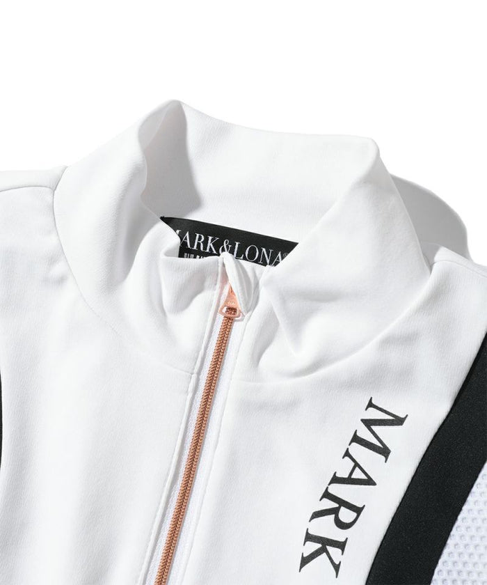 Women's Half-zip Short Sleeved Mock Neck T-shirt White