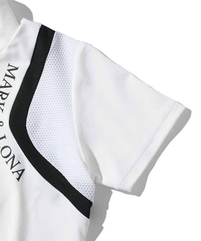 Women's Half-zip Short Sleeved Mock Neck T-shirt White