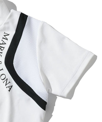 Women's Half-zip Short Sleeved Mock Neck T-shirt White