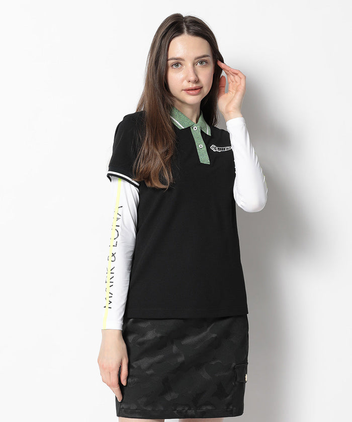 Women's Jamming Knit Collar Polo Black