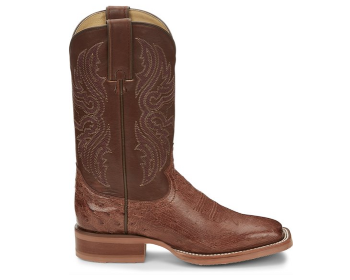 Women's Justin JE703 11” Antique Brown Smooth Ostrich Wide Square Toe *Closeout*