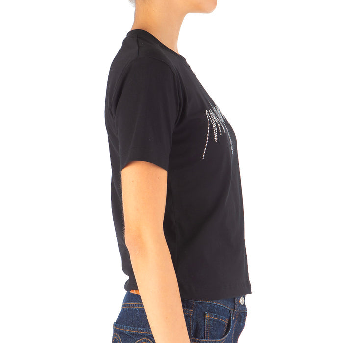 Women's Msgm Crystal Strass T-shirt Black