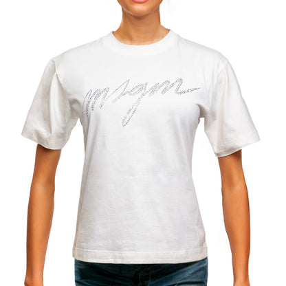 Women's Msgm Crystal Strass T-shirt Cream