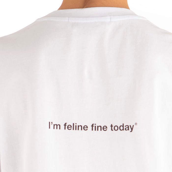 Women's Msgm "I'm Feline Fine Today" Print T-shirt White